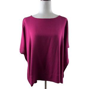 Diane von Furstenberg New Hanky Crepe Silk Boxy Oversized Blouse Small Berry
